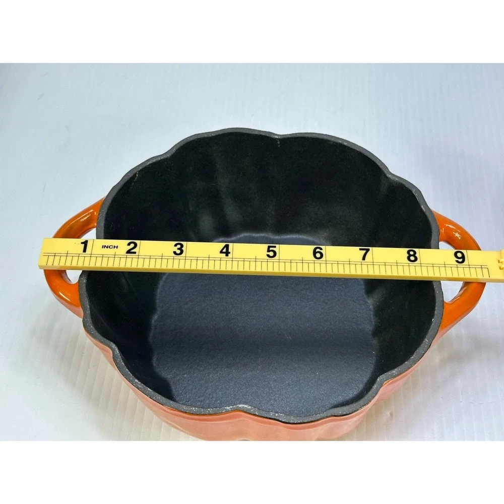 Smith & Clark Ironworks Orange Enameled Fall Pumpkin Cast Iron 2 QT Dutch Oven